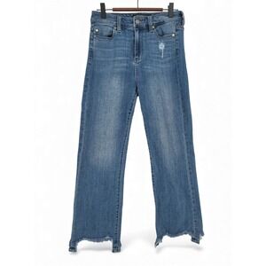 Liverpool High Rise Wide Leg Jeans 2 26 Raw Hem Stretch Denim‎ Distressed EUC